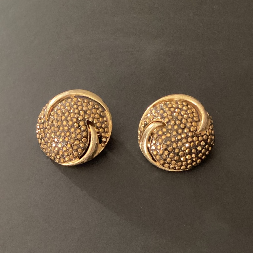Vintage Jay Feinberg Clear Rhinestone Encrusted Silver Tone Earrings